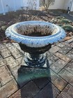 Antique Cast Iron Garden Urn Planter 19th C Egg Dart Rim 21    Tall Kramer