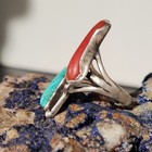 David Taliman Lone Mountain Turquoise Red Coral Ss  925 S7-7 5 Azurite Specimen