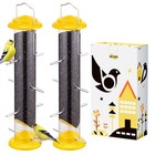 2 Pack 14  Tube Finch Feeders For Outdoors - Metal Thistle Seed Feeders  12 Port