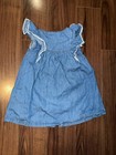 Zudio Girls 12-18m Blue Denim Floral Embroidered Flutter Sleeve Dress