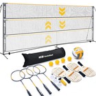 22ft Pickleball Badminton Volleyball Set 3-in-1 Multi-sport Net With Racket Pump