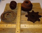 Lot 4 Cast Iron Industrial Gear Sprocket Lamp Base Steampunk Yard Art Etc