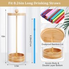 Straw Holder Dispenser For Counter - Drinking Straw Dispenser With Bamboo6000