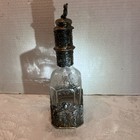 Antique German 800 Silver German Repousse Etched Glass Decanter Bottle