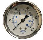 Liquid Filled 2 5  Face 0-200 Psi Air Pressure Gauge Back Mount 1 4  Npt