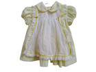 Vintage C  I  Castro   Co Yellow white Baby Infant Girl  Dress Bow Lace Pinafore