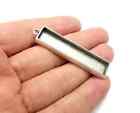 2 Pcs Rectangle Pendant Blank Resin Bezel Silver Epoxy Frame 50x10mm G33114
