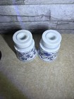 Pair Vintage Blue Danube Blue Onion Porcelain Taper Candle Holders 4 5 