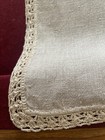 Vintage Table Runner 16    X 61    Beige Linen Crochet Trim