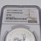 2017 South Africa Silver Krugerrand 50th Anniversary 1 Oz Ngc Sp69 First Year
