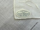 Vintage Hanky Embroidered Florals White On White Linen New Tag Hand Rolled Edge