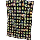 Granny Square Handmade Afghan Blanket Multicolor 42x55  Roseanne Black Trim Vtg