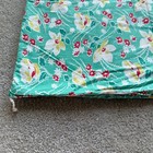 Vtg Cloth Feed Sack  Complete   Unopened Seams Cord Teal Green Flowers 21    X 35 