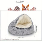 Cat Bed Cave Round Plush Fluffy Hooded Cat Bed Donut Self Warming Pet Dog Bed