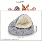 Fluffy Cat Bed Cave Warming Pet Dog Bed Flurry Round Plush Hooded Cat Bed Donut