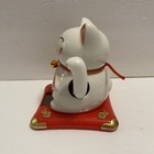 Solar Porcelain Lucky Hands Waving Fortune Cat-- Business Is Booming white