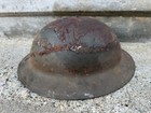 Original Ww1 Brodie Style Doughboy Helmet With Remains Of Liner And Chinstrap