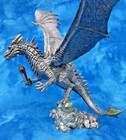 Large Rare Drax By Rawcliffe Pewter Dragon W  Crystal Sword And Gold Horns tail