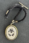 Victorian Braided Hair Mourning Jewelry Birds On Urn Pocket Watch Cord Chain