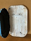 Vintage Home Decor  Key Holder Weathered  Wood And Metal Hanging Blue C7