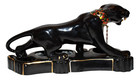 Vintage1950s Mcm Black Panther Planter Red Gold Collar Chain Ceramic Statue 17 5