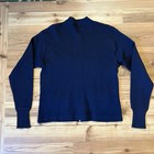 Vtg 50s Sarby Johnny Coat Wool Zip Jacket Talon Navy Large Usa Flaws Read