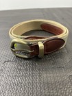 Masters Golf Belt Mens Size 38 Leather Trim Green Yellow Brown Logo