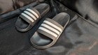 Adidas Adilette Comfort Slides Black white Men s Us 13 Cloudfoam Adidas 3 Stripe