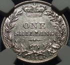 1886 Great Britain Certified Graded Ngc Au  young Head  Shilling Queen Victoria