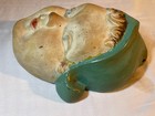 Vintage Chalkware Dutch Holland Girl With Green Cap  Wall Hanging String Holder