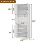 71  Tall Pantry Cabinet W led Lights  kitchen Storage Hutch With Microwave Stand