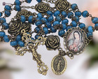 Guadalupe   Miraculous Mary Rosary   Bronze Color   Blue Jade   Italian Medals