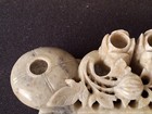 Vintage Chinese Carved Soapstone Inkwell With Brush Holders And Tray