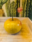 Early Antique Alabaster Red Yellow Apple Stone Fruit Wood Stem Beautiful Patina