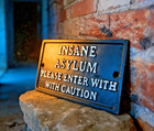 7 x3  Rustic Style Cast Iron  insane Asylum  Sign   ships Free 