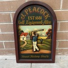 Vintage J  Peacock Golf Equipment 3d Wood Wall Plaque Sign Hickory Shafts Relief