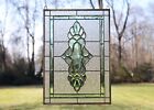 Stained Glass Green Transparent Clear Beveled Window Panel 19  X 27  