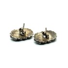 Vintage Sterling Silver Turquoise Petit Point Snake Eye Zuni Pierced Earrings