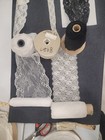 Vintage Lace Trim Bulk Lot 5 Rolls White Black Chantilly Eyelash Wide Lot 171