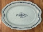 Antique French Rouen Faience Earthenware Blue White Glazed Cul Noir Platter