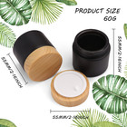 4 Pack 2 Oz Black Glass Cream Jar empty Frosted Sample Jar Pot With Plastic Lids