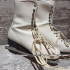 Vintage Ladies White Ice Skates Sheffield Steel Canada Size 9
