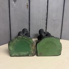 Vintage Cast Iron Boy Reading Bookends Figural Desk Decor Patinated Bronze