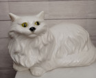 Vintage Large Ceramic Kitty Cat Piggy Coin Bank Persian Cat Figurine Mexico Read