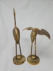 Vintage Set Of 2 Solid Brass Cranes Heron Egrets Bird Figurine Statues Decor