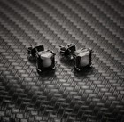 925 Sterling Silver Stud Earrings Men Women 4mm Square Cut Black Cz Stone Usa