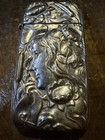 Vtg Silver Plate Art Nouveau Lady Head Match Safe Case Repousse  Matchbox