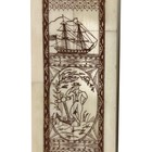 8-1 4  Life At Sea Nautical Scrimshaw Bone Pen Box With Black Horn Nib Pen