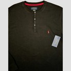 Nwt  Polo Ralph Lauren Waffle Knit Henley Thermal Long Sleeve Shirt-black Size L