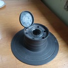 1700s Early Pewter Ship s Captain Inkwell W original Pontiled Glass Ink Bottle